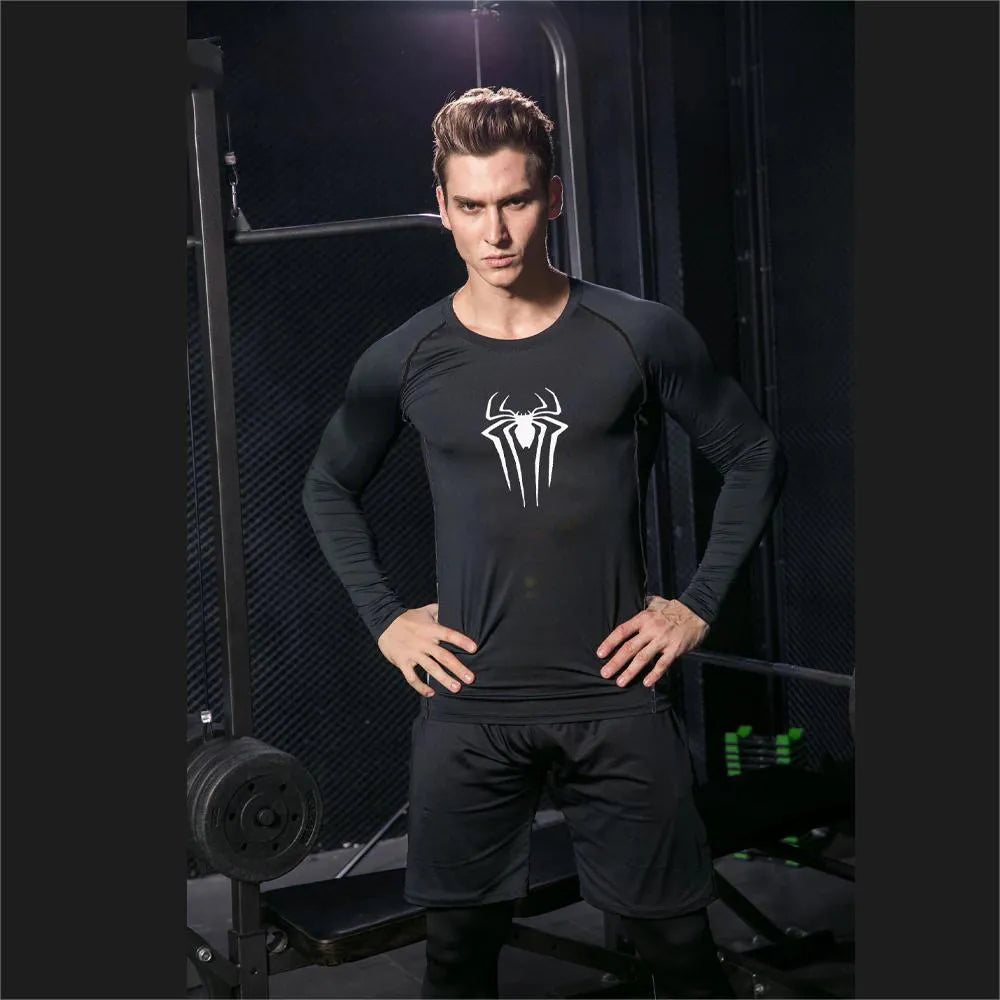 Men'S UPF 50+ Long Sleeve Compression Shirts Printed Water Sports Rash Guard Quick Dry Base Layer Athletic Workout Shirt